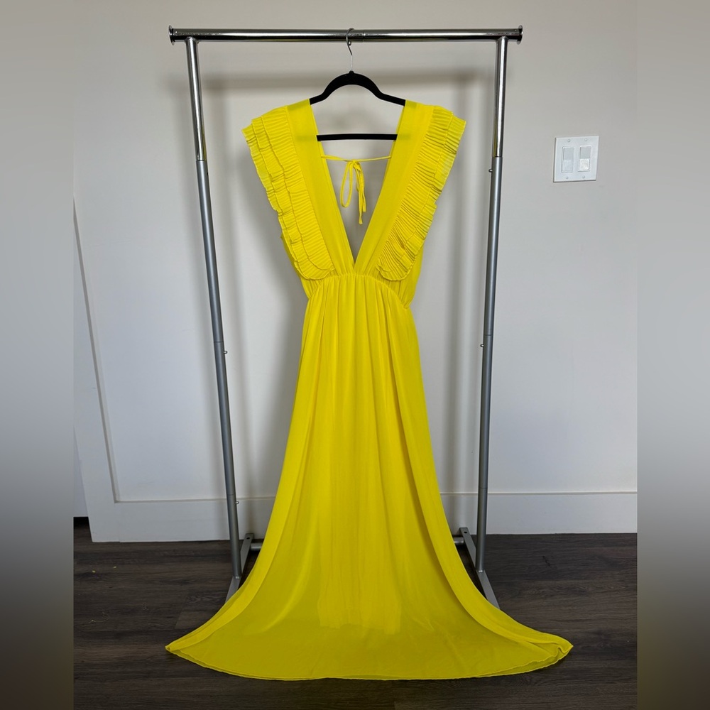 Vibrant Yellow Backless Maxi Dress
